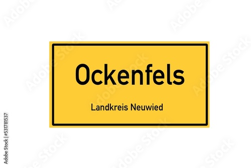 Isolated German city limit sign of Ockenfels located in Rheinland-Pfalz photo