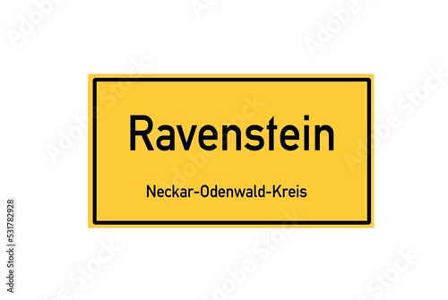 Isolated German city limit sign of Ravenstein located in Baden-W�rttemberg photo