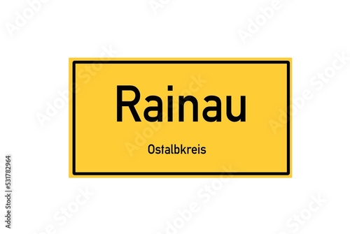 Isolated German city limit sign of Rainau located in Baden-W�rttemberg photo