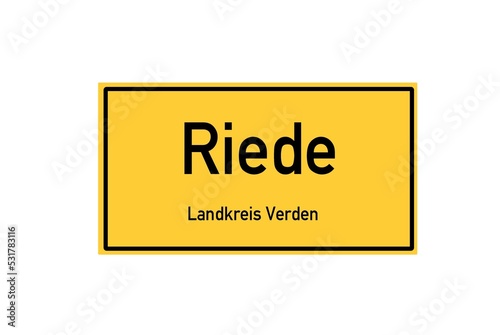 Isolated German city limit sign of Riede located in Niedersachsen