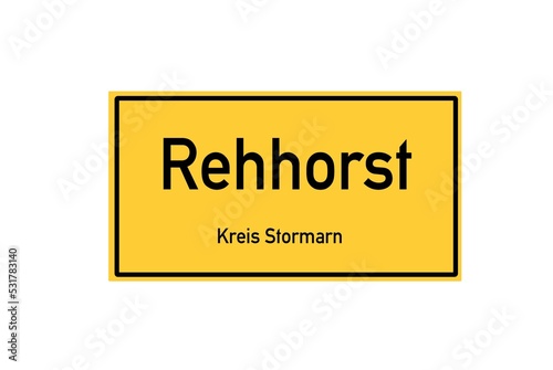 Isolated German city limit sign of Rehhorst located in Schleswig-Holstein
