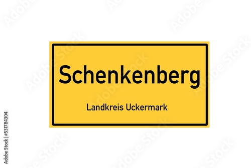 Isolated German city limit sign of Schenkenberg located in Brandenburg photo
