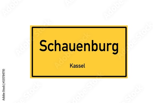 Isolated German city limit sign of Schauenburg located in Hessen photo