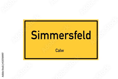 Isolated German city limit sign of Simmersfeld located in Baden-W�rttemberg photo