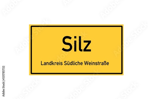 Isolated German city limit sign of Silz located in Rheinland-Pfalz photo