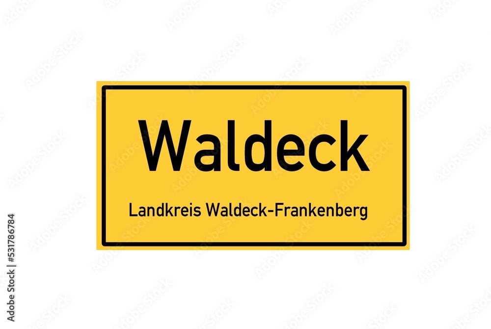 Isolated German city limit sign of Waldeck located in Hessen Isolated German city limit sign of Waldeck located in Hessen