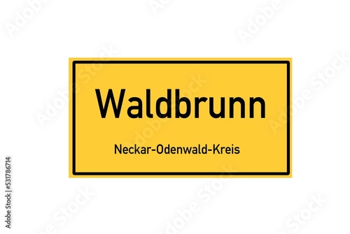 Isolated German city limit sign of Waldbrunn located in Baden-W�rttemberg photo