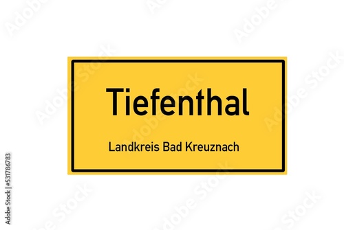 Isolated German city limit sign of Tiefenthal located in Rheinland-Pfalz photo