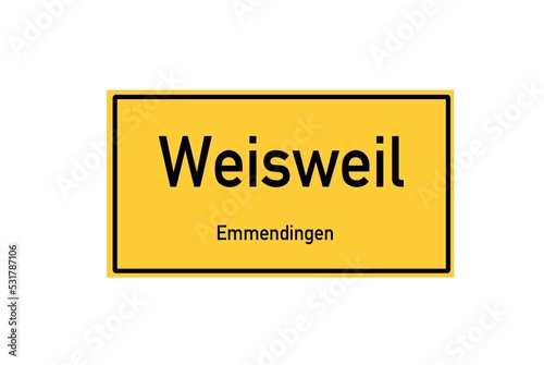 Isolated German city limit sign of Weisweil located in Baden-Württemberg photo