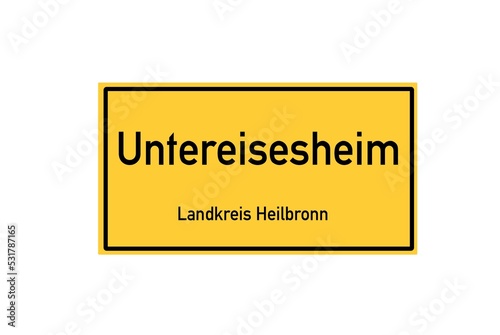 Isolated German city limit sign of Untereisesheim located in Baden-W�rttemberg photo