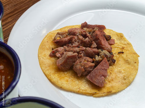 mexican taco with cilantro and beef