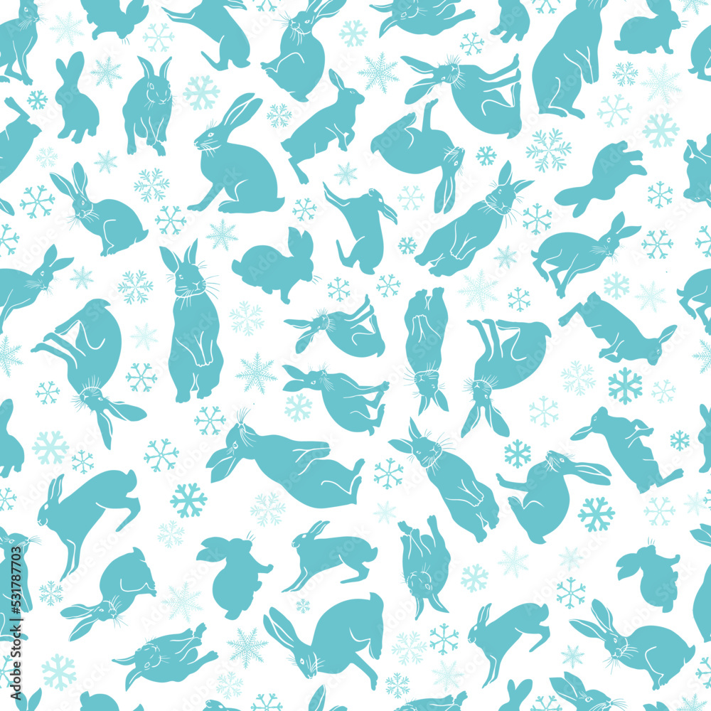 Seamless pattern hares. Christmas print. Vector illustration Seamless pattern hares. Christmas print. Vector illustration