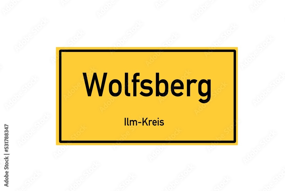 Isolated German city limit sign of Wolfsberg located in Th�ringen Isolated German city limit sign of Wolfsberg located in Th�ringen