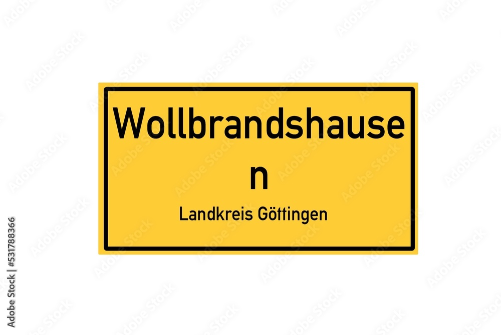 Isolated German city limit sign of Wollbrandshausen located in Niedersachsen