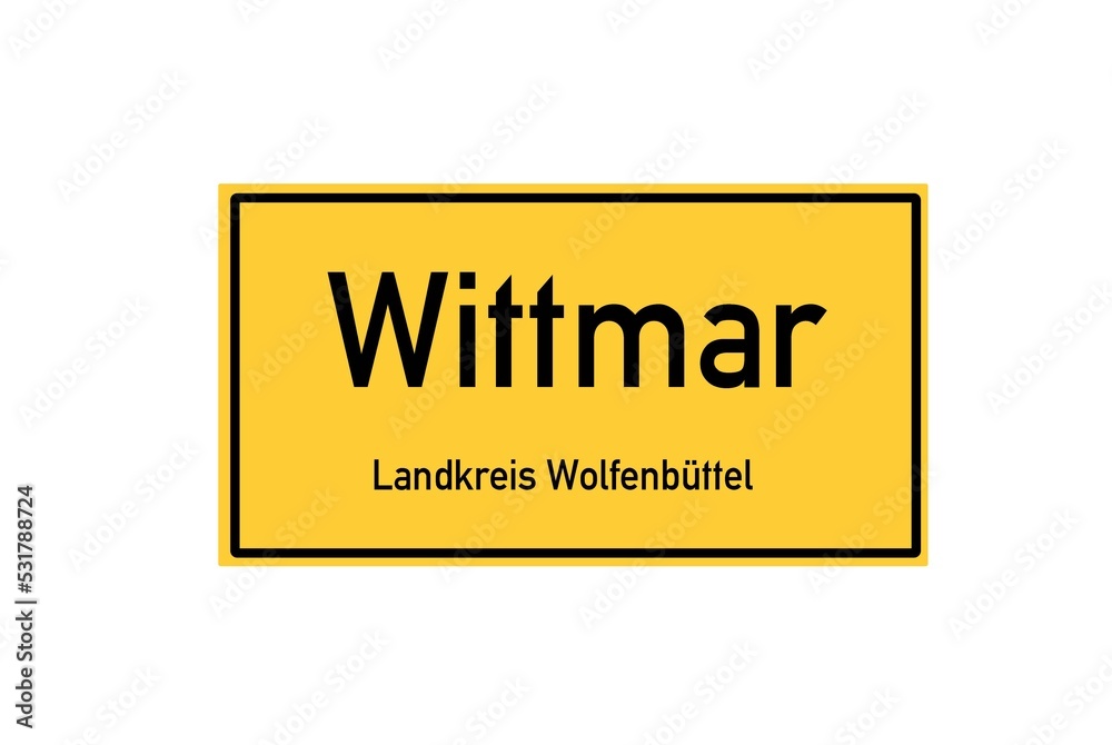 Isolated German city limit sign of Wittmar located in Niedersachsen Isolated German city limit sign of Wittmar located in Niedersachsen