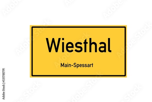 Isolated German city limit sign of Wiesthal located in Bayern