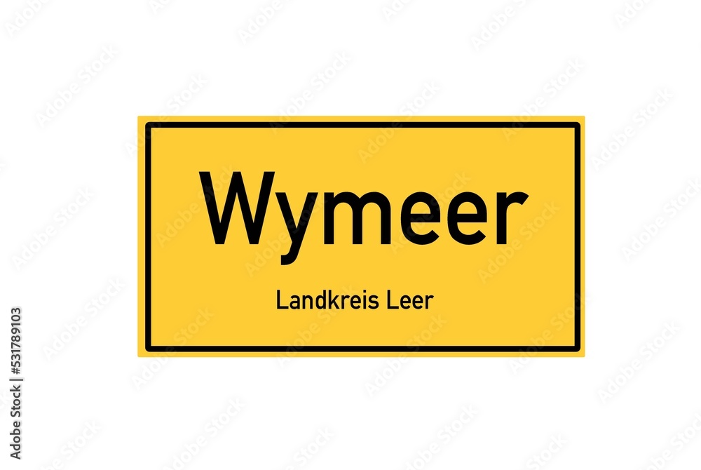 Isolated German city limit sign of Wymeer located in Niedersachsen Isolated German city limit sign of Wymeer located in Niedersachsen