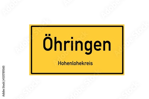 Isolated German city limit sign of Öhringen located in Baden-Württemberg photo