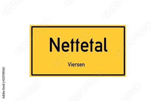 Isolated German city limit sign of Nettetal located in Nordrhein-Westfalen