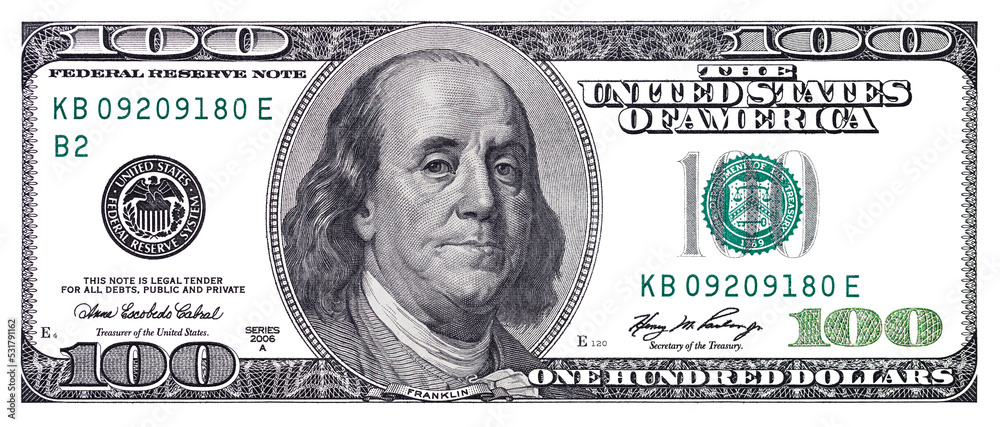 Transparent 100 US  dollar banknote - obrazy, fototapety, plakaty 