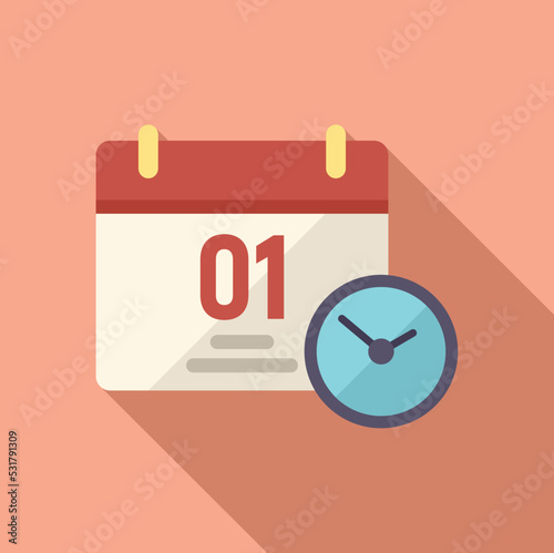 Remote calendar icon flat vector. Work time. Office business