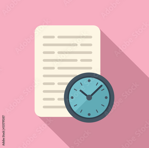 Paper work icon flat vector. Office time. Home schedule