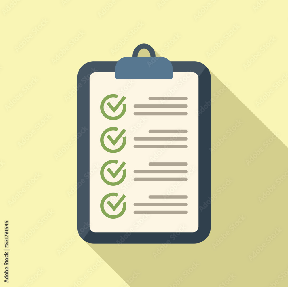 Job clipboard icon flat vector. Work time. Office hour Job clipboard icon flat vector. Work time. Office hour