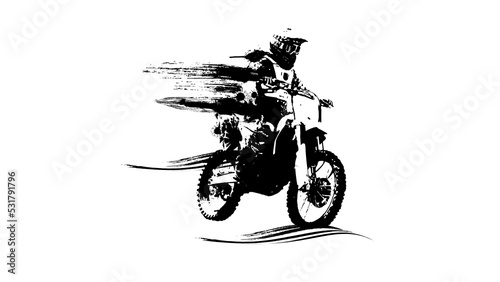 Man riding motobike, extreme sport racing