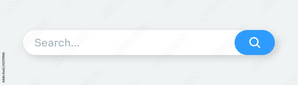 Search bar with round corners. Internet browser engine with search box, address bar and text field. UI design, website interface element with web icons and push button. Vector illustration Search bar with round corners. Internet browser engine with search box, address bar and text field. UI design, website interface element with web icons and push button. Vector illustration