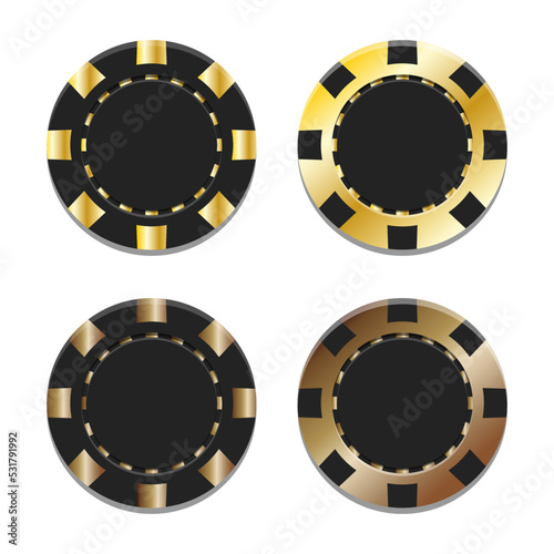 Set of golden poker chips
