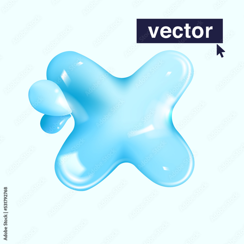 Fototapeta premium X letter pure water logo in realistic 3D and cartoon balloon style.