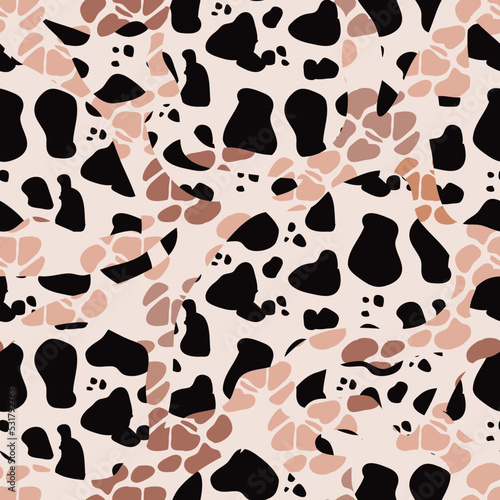 Animal abstract fantasy skinny seamless pattern Tiger, giraffe, Leopard, panther, zebra Modern safari animal fashion print skin design for textile, fabric, wallpaper Vector illustration