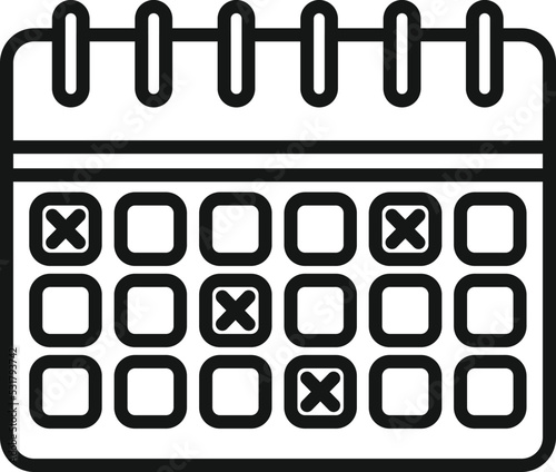 Work calendar icon outline vector. Office time. Clock hour
