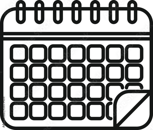 Work calendar icon outline vector. Office time. Clock hour