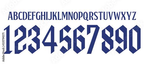 font vector team 2022 kit sport style font. football style gothic font. sports style letters and numbers for soccer team