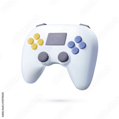 Joystick gamepad 3D icon, game console or game controller. Computer gaming. 3d vector icon. Cartoon minimal style. Game