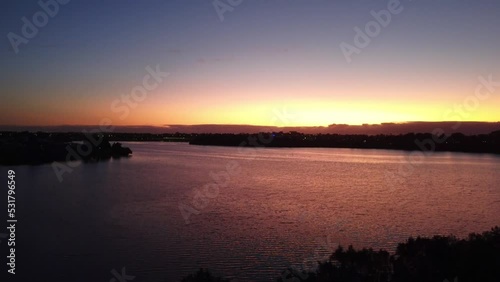 sunset over the river