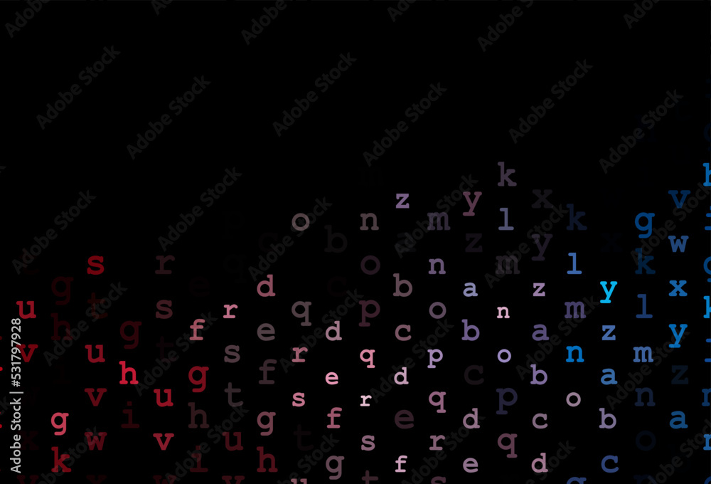 Dark blue, red vector layout with latin alphabet. Dark blue, red vector layout with latin alphabet.