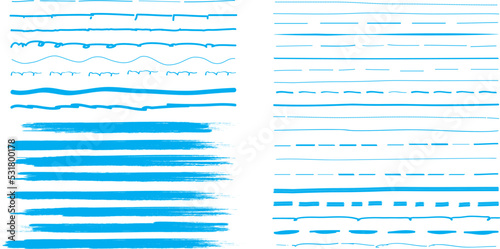 Blue brush stroke set isolated on background. Collection of trendy brush stroke vector for blue ink paint, grunge backdrop, dirt banner, watercolor design and dirty texture. Brush stroke vector