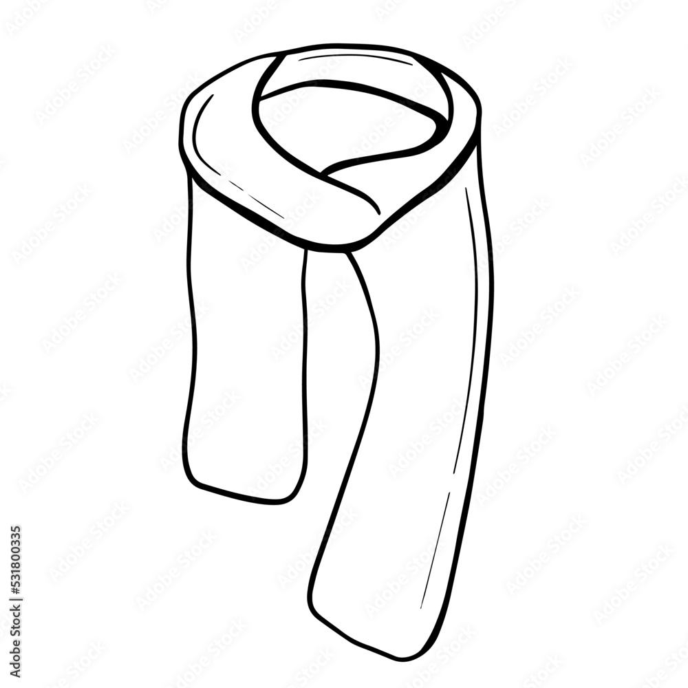 Black doodle of a scarf. Hand-drawn scarf illustration.