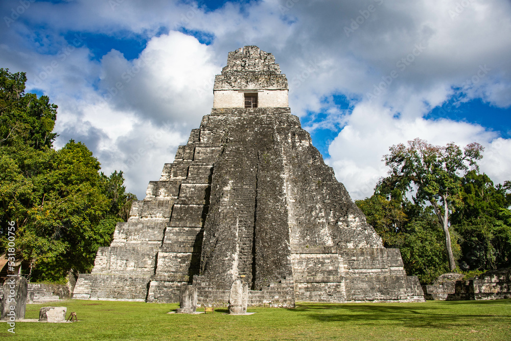 Temple I rises above the Great Plaza at Tikal National Park, Petén, Guatemala