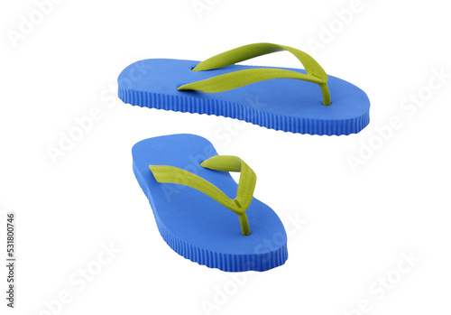 Fotografía Comfortable flipflops with wavy edge in blue green  isolated on transparency pho
