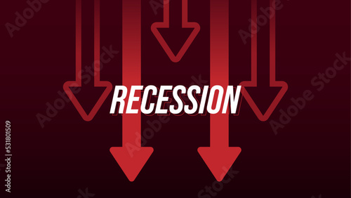 Recession text, red background