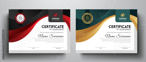 Modern and creative certificate template for multipurpose I Golden red color variation elegant certificate design	