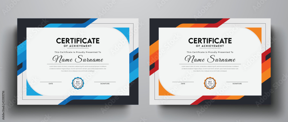 Professional corporate certificate template with award badge