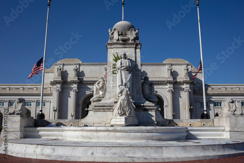 Columbus circle and the Union station in Washington DC photo