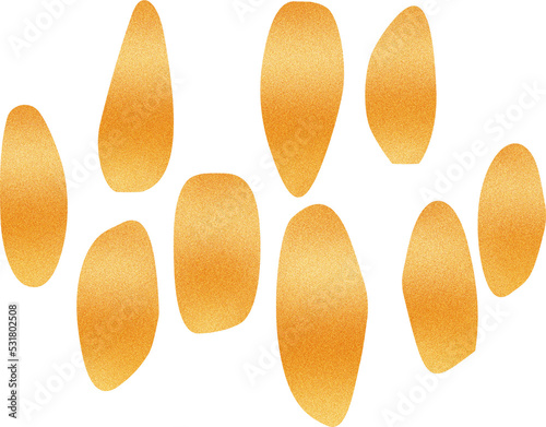 Golden oblong ovals blots decorative shapes elements abstract art png
