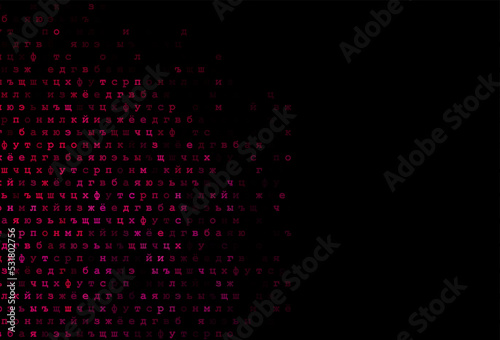 Dark purple vector background with signs of alphabet.