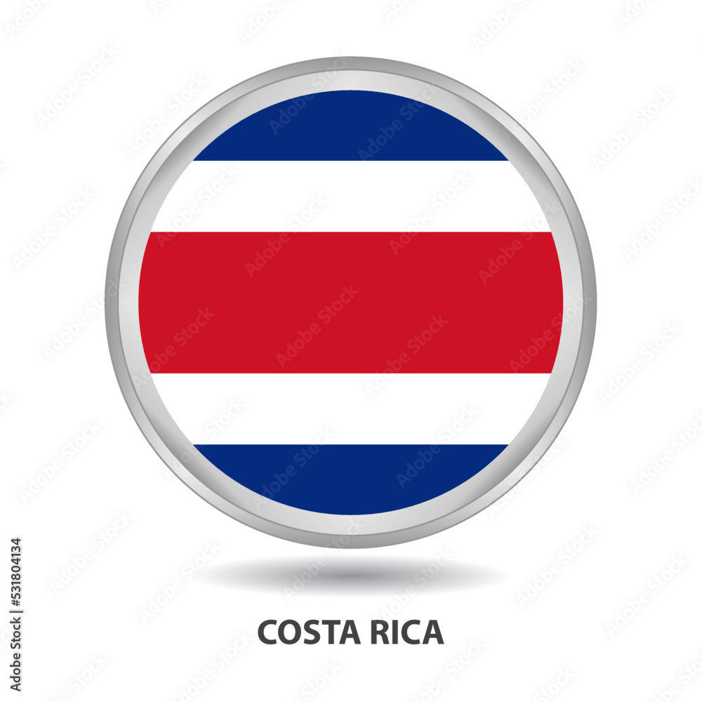 Costa Rica flag design is used as badge, button, icon, wall painting Costa Rica flag design is used as badge, button, icon, wall painting