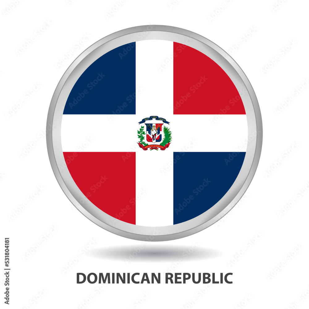 Dominican Republic round flag design is used as badge, button, icon, wall painting